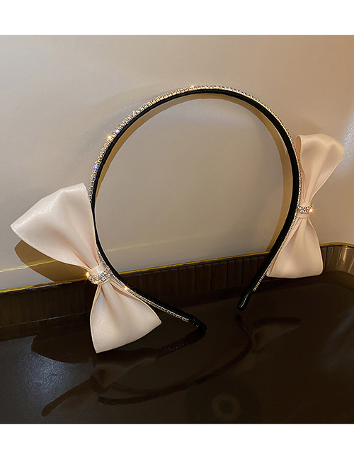 Fashion White Alloy Diamond-studded Fabric Bow Headband