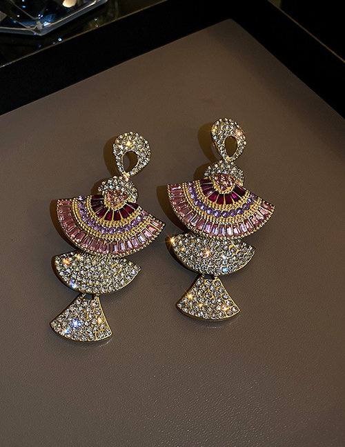 Fashion Sector Alloy Diamond Fan Stud Earrings