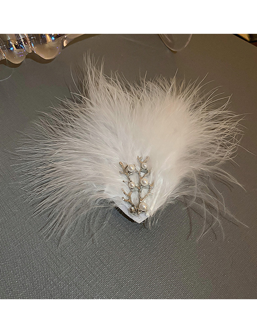 Fashion Duckbill Clip White Pearl Feather Hairpin