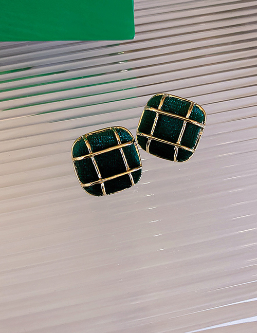 Fashion Green Flocking Well-shaped Square Earrings