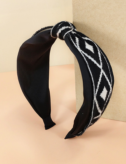 Fashion Black Yarn Diamond Knotted Headband