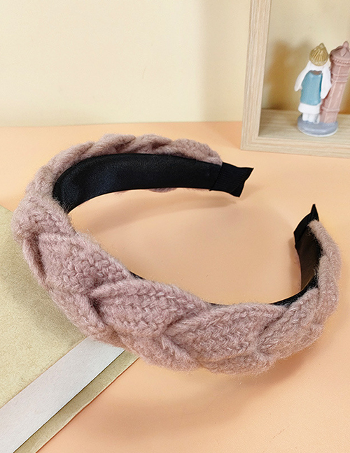 Fashion Pink Wool Braided Broad Brim Headband