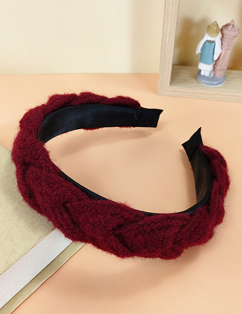 Fashion Red Wine Wool Braided Broad Brim Headband