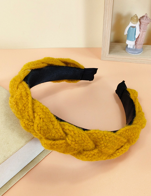 Fashion Yellow Wool Braided Broad Brim Headband
