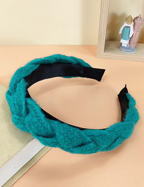 Fashion Blue Wool Braided Broad Brim Headband