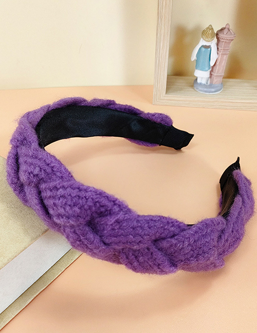 Fashion Purple Wool Braided Broad Brim Headband