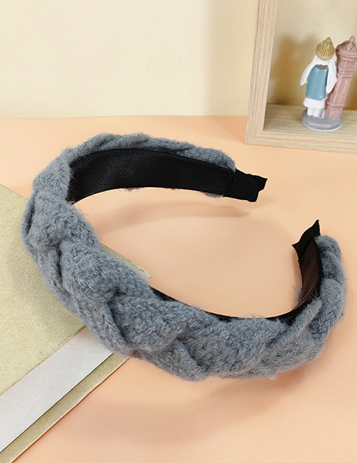 Fashion Grey Wool Braided Broad Brim Headband