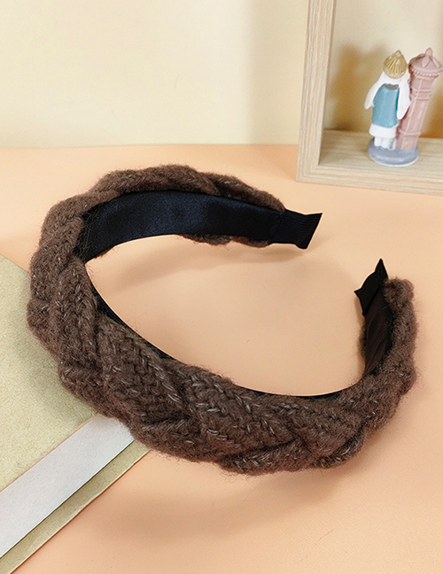 Fashion Coffee Color Wool Braided Broad Brim Headband