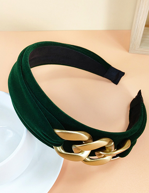 Fashion Dark Green Flocking Chain Headband