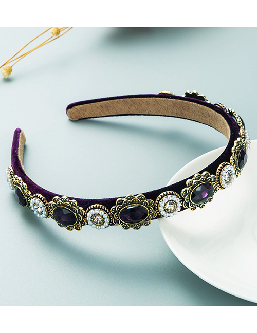 Fashion Purple Diamond-studded Pearl Hairband
