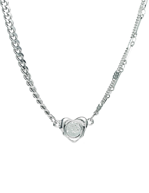 Fashion Silver Color Titanium Steel Love Geometric Necklace