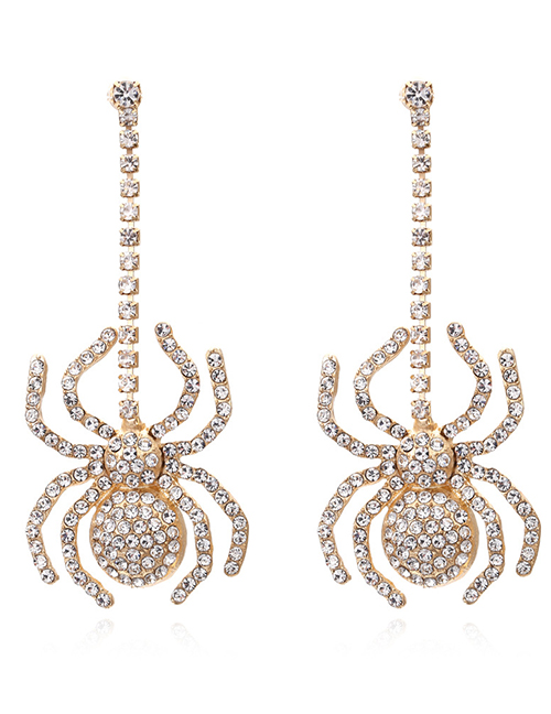 Fashion Gold Alloy Rhinestone Spider Earrings