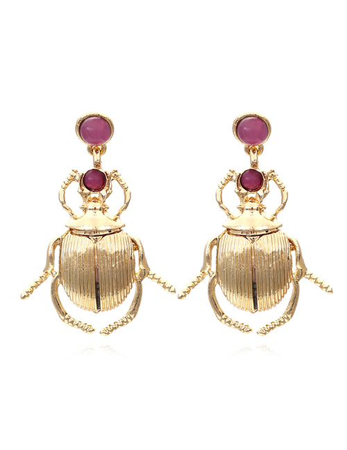 Fashion Gold Metal Beetle Stud Earrings