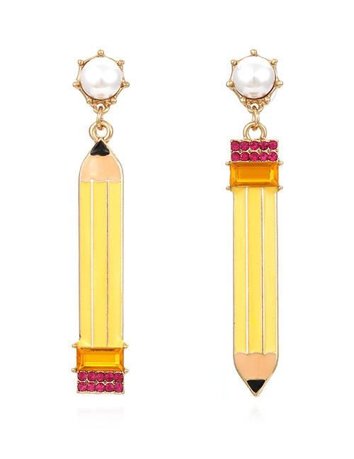 Fashion Color Mixing Alloy Dripping Asymmetric Pencil Earrings