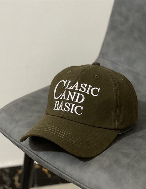 Fashion Armygreen Letter Embroidered Soft Top Baseball Cap