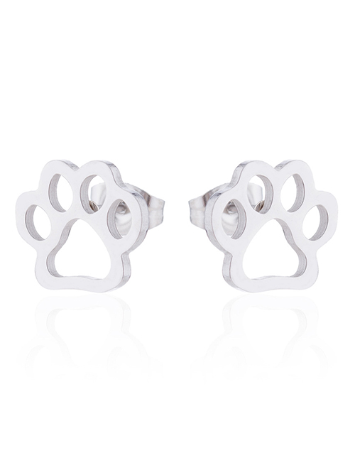 Fashion 089 Steel Color Stainless Steel Cat's Claw Earrings
