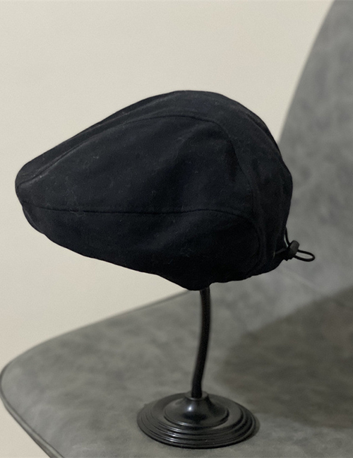 Fashion Black Cotton Micro Pleated Forward Hat