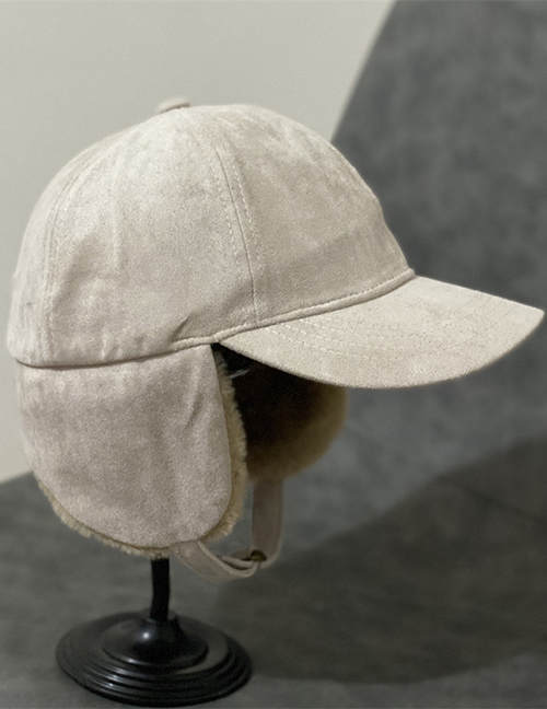 Fashion White Suede Ear Protection Baseball Cap