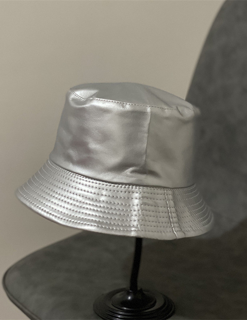 Fashion Silver Pu Leather Fisherman Hat