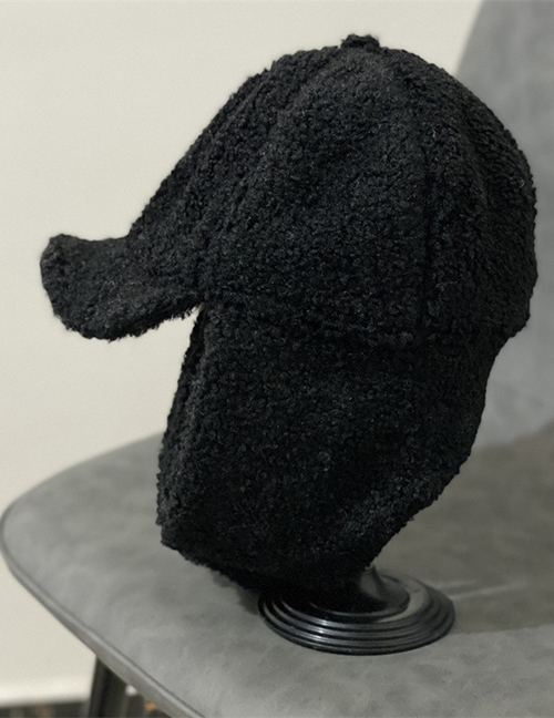 Fashion Black Lamb Wool Ear Protection Lei Feng Hat