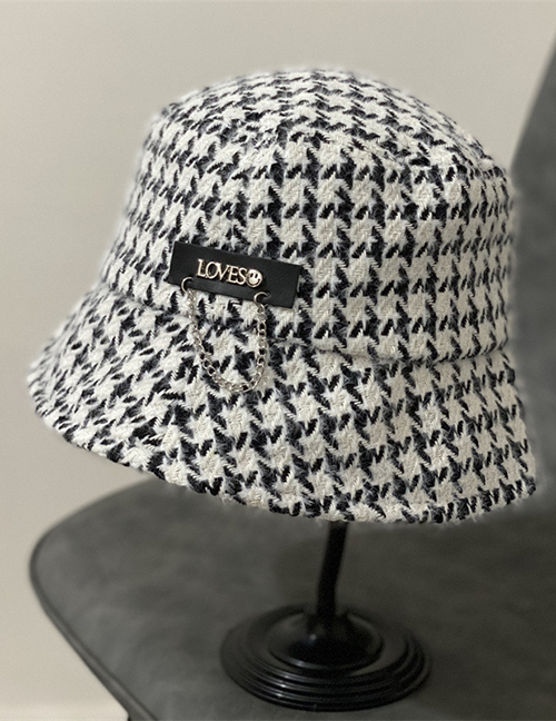Fashion Black Tartan Woolen Fisherman Hat