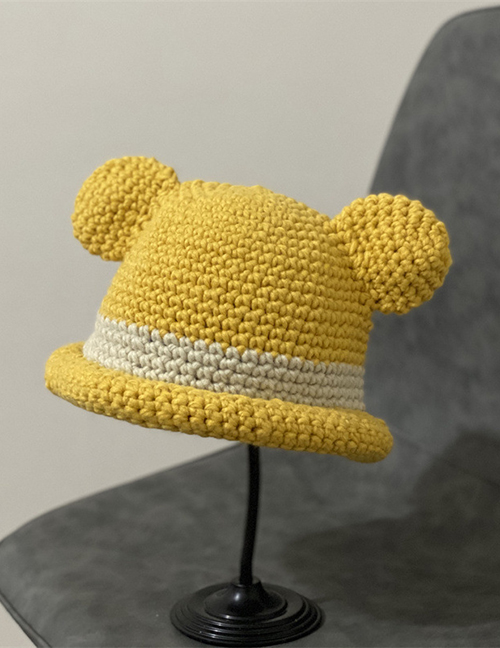 Fashion Yellow Woolen Knit Bear Ear Cap