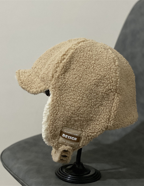 Fashion Beige Cotton Lamb Hair Patch Bray Hat