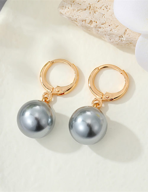 Fashion Grey Frosted Round Ear Ring
