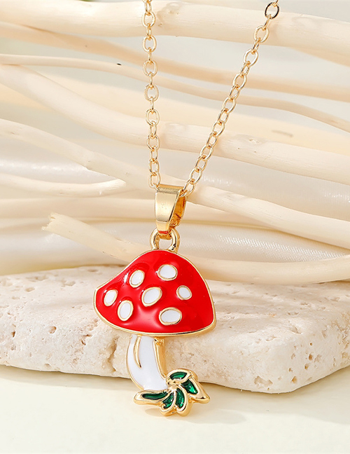 Fashion Small Leaf Mushroom Alloy Geometric Mushroom Necklace