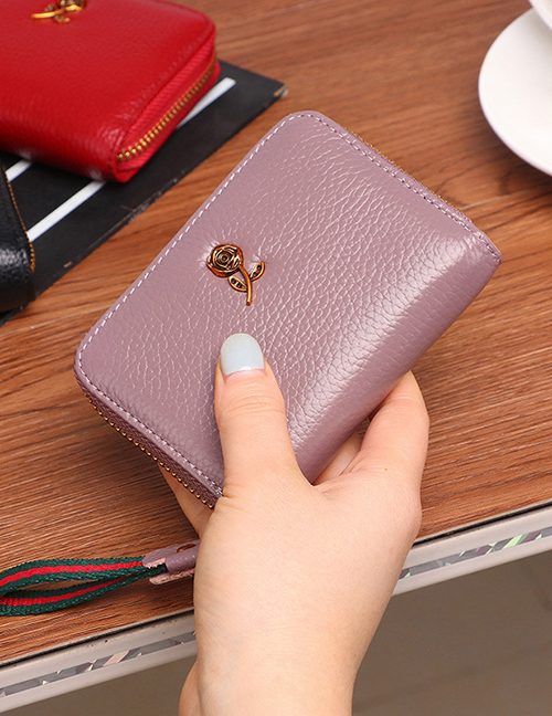 Fashion Taro Purple Zipper Multi-position Card Holder Coin Purse