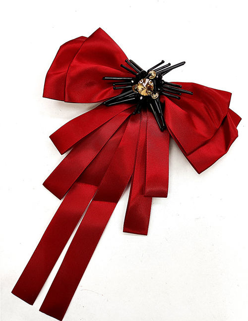 Fashion Red Fabric Color Tie Brooch