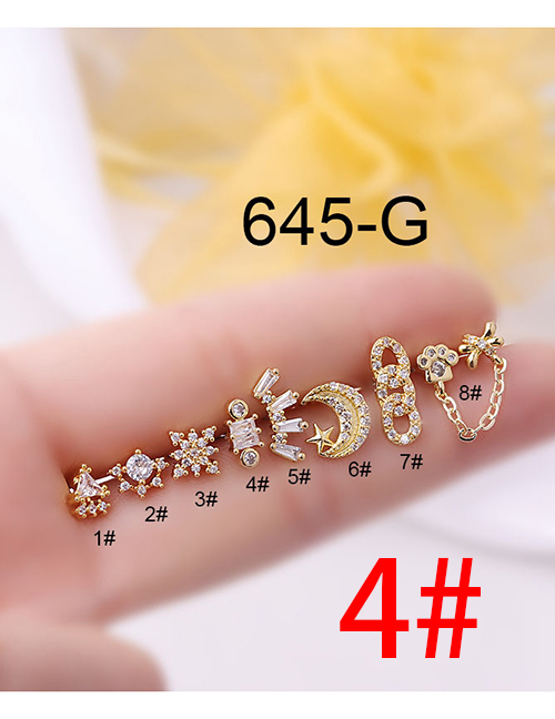 Fashion Gold 4# Geometric 20g Thin Rod Titanium Steel Piercing Earrings