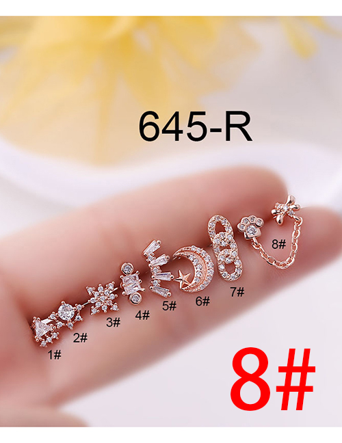 Fashion Rose Gold 8# Geometric 20g Thin Rod Titanium Steel Piercing Earrings