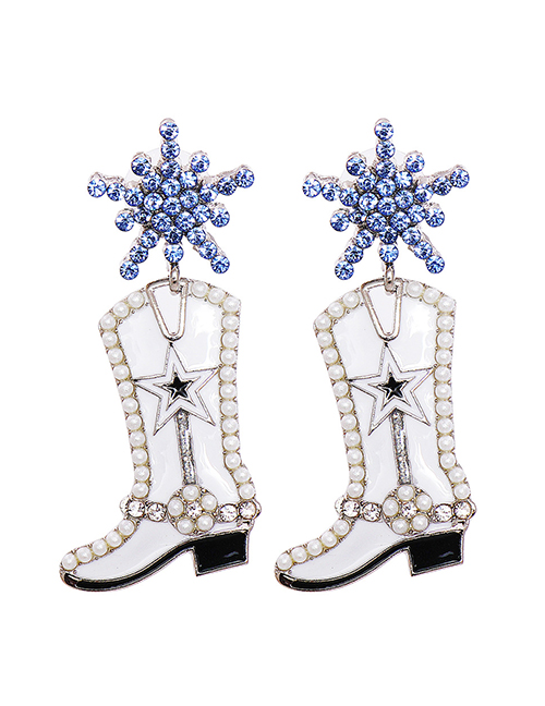 Fashion White Alloy Pearl Martin Shoes Earrings