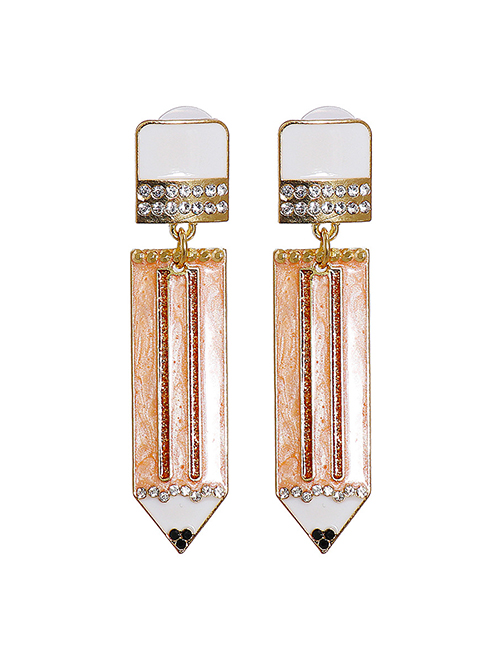 Fashion Gold Alloy Diamond Dripping Pencil Earrings