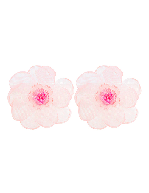 Fashion Pink Alloy Mesh Flower Earrings
