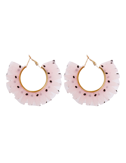 Fashion Pink Mesh Flower Earrings