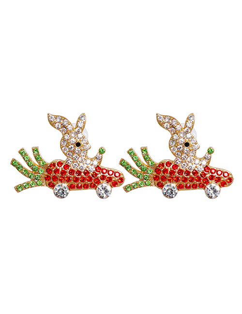 Fashion Little White Rabbit Carrot Alloy Diamond Rabbit Carrot Stud Earrings