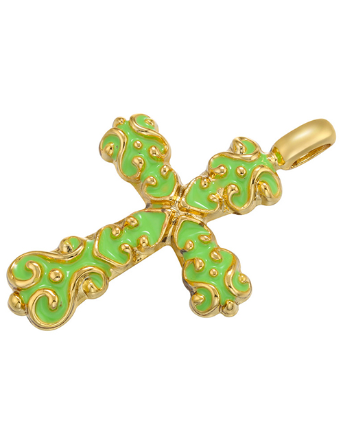 Fashion Green Copper Drip Oil Cross Pattern Diy Accessories