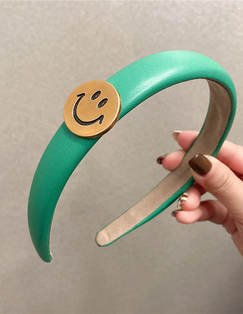 Fashion Green Alloy Smiley Logo Leather Headband