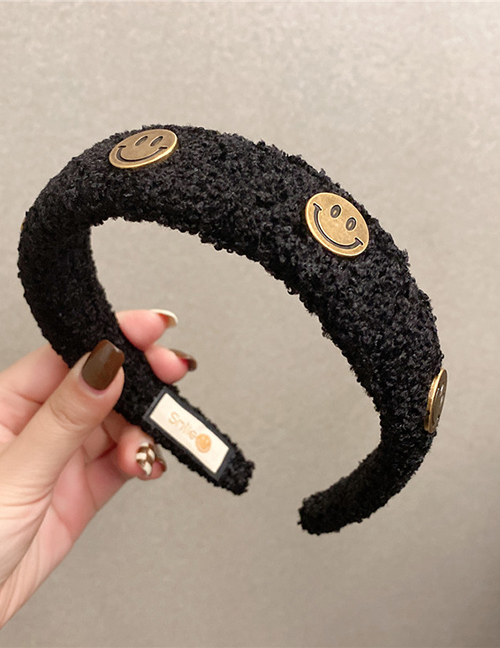 Fashion Black Alloy Smiley Face Logo Wool Curling Hair Band