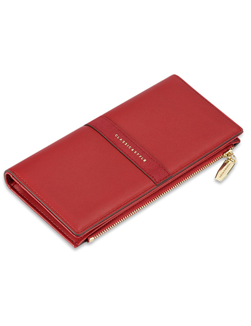 Fashion Red Frosted Zip Rectangular Wallet