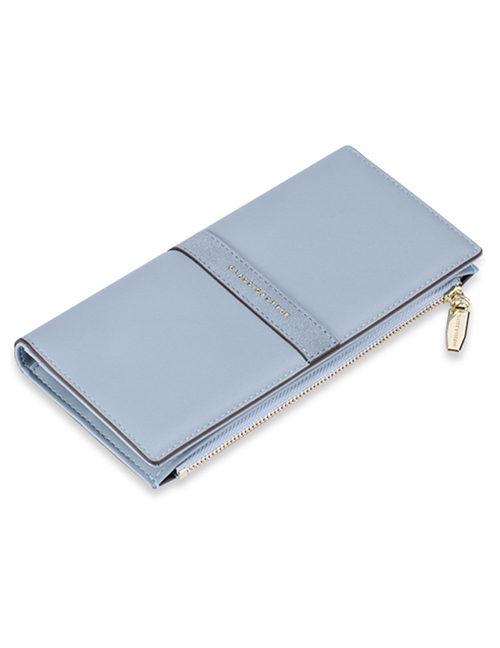 Fashion Blue Frosted Zip Rectangular Wallet