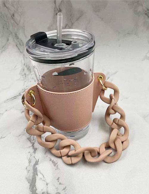 Fashion Pink Cup Set + Pink Chain Removable Geometric Chain Coffee Cup Holder
