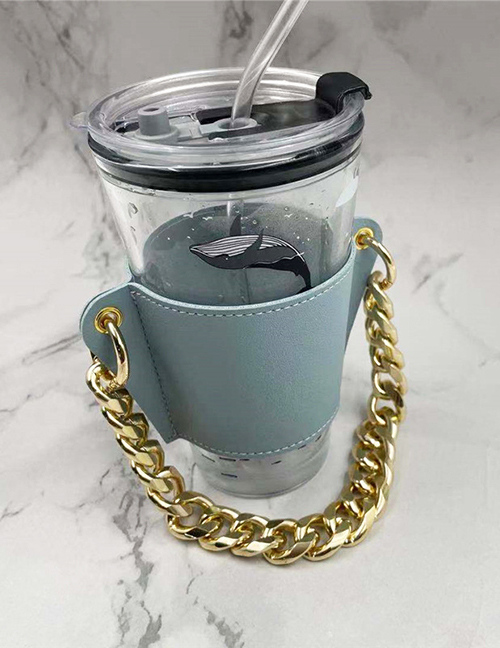 Fashion Sky Blue Cup Set + Light Gold Color Chain Removable Geometric Chain Coffee Cup Holder