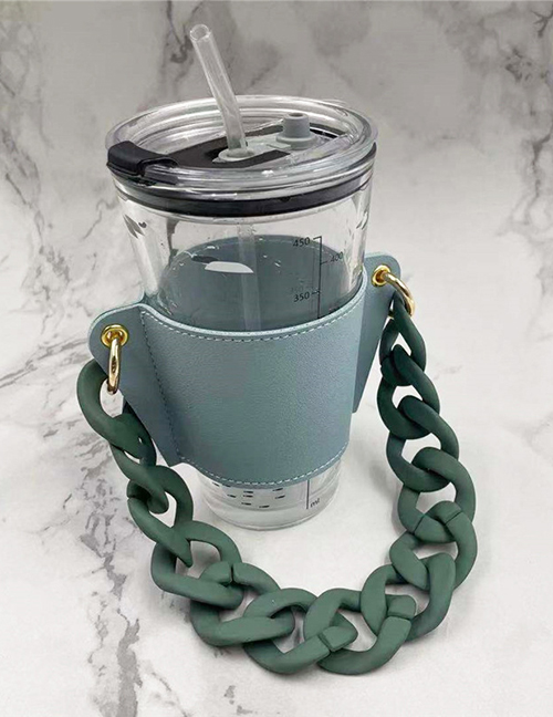 Fashion Sky Blue Cup Set + Green Chain Removable Geometric Chain Coffee Cup Holder