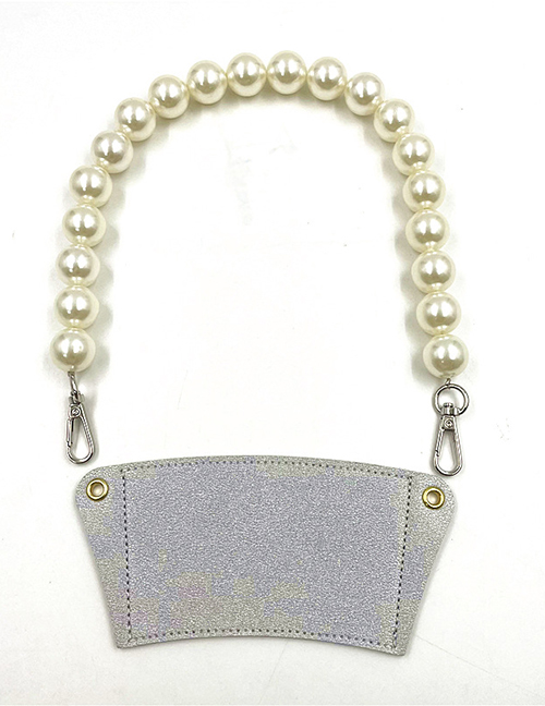 Fashion Silver Color Cup Sleeve + Pearl Chain Removable Pearl Chain Coffee Cup Holder