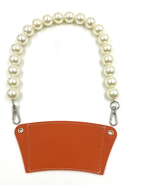 Fashion Orange Cup Sleeve + Pearl Chain Removable Pearl Chain Coffee Cup Holder