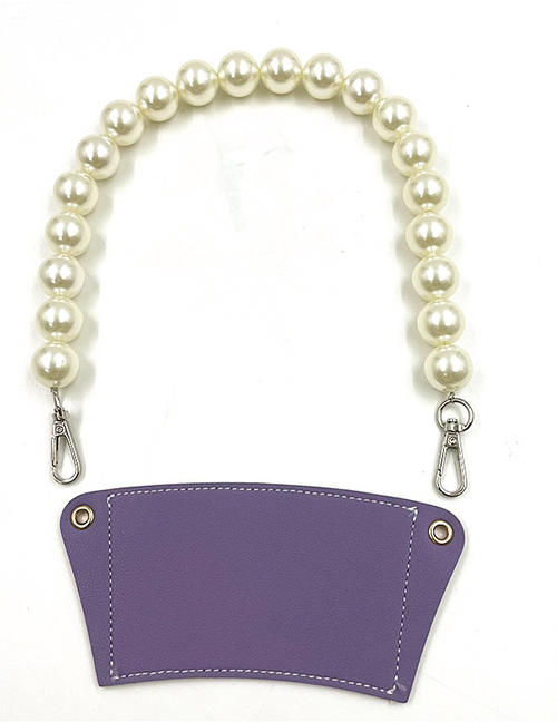 Fashion Purple Cup Sleeve + Pearl Chain Removable Pearl Chain Coffee Cup Holder