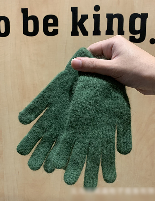 Fashion Green Rabbit Fur Plus Velvet Finger Gloves